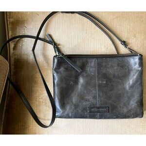 Lucky Brand Black Leather Small Crossbody Shoulder Bag Purse Handbag Concert